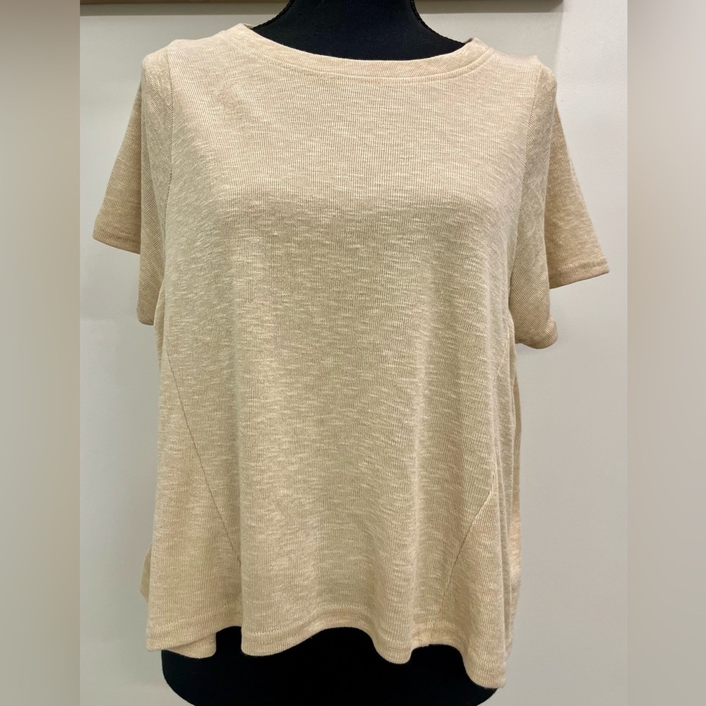 Sage The Label Stay Awhile Cropped Casual Beige Knit Top Natural Small 2/4 NWT